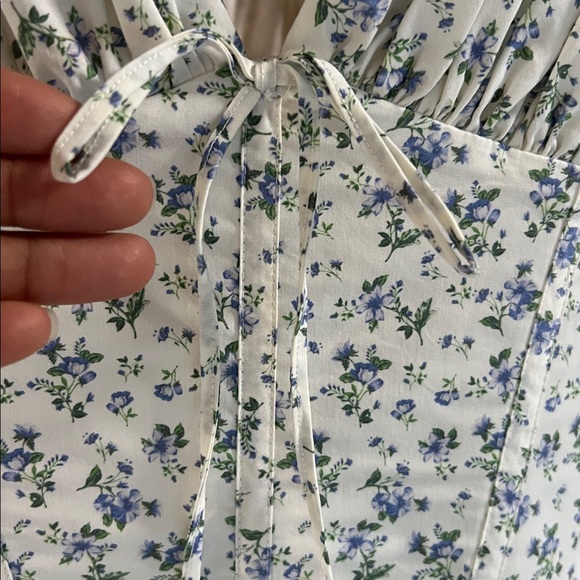 House of CB Blue Fabrizia White Bluebell Print Corset Mini Dress Sz M NWOT - Picture 4 of 7